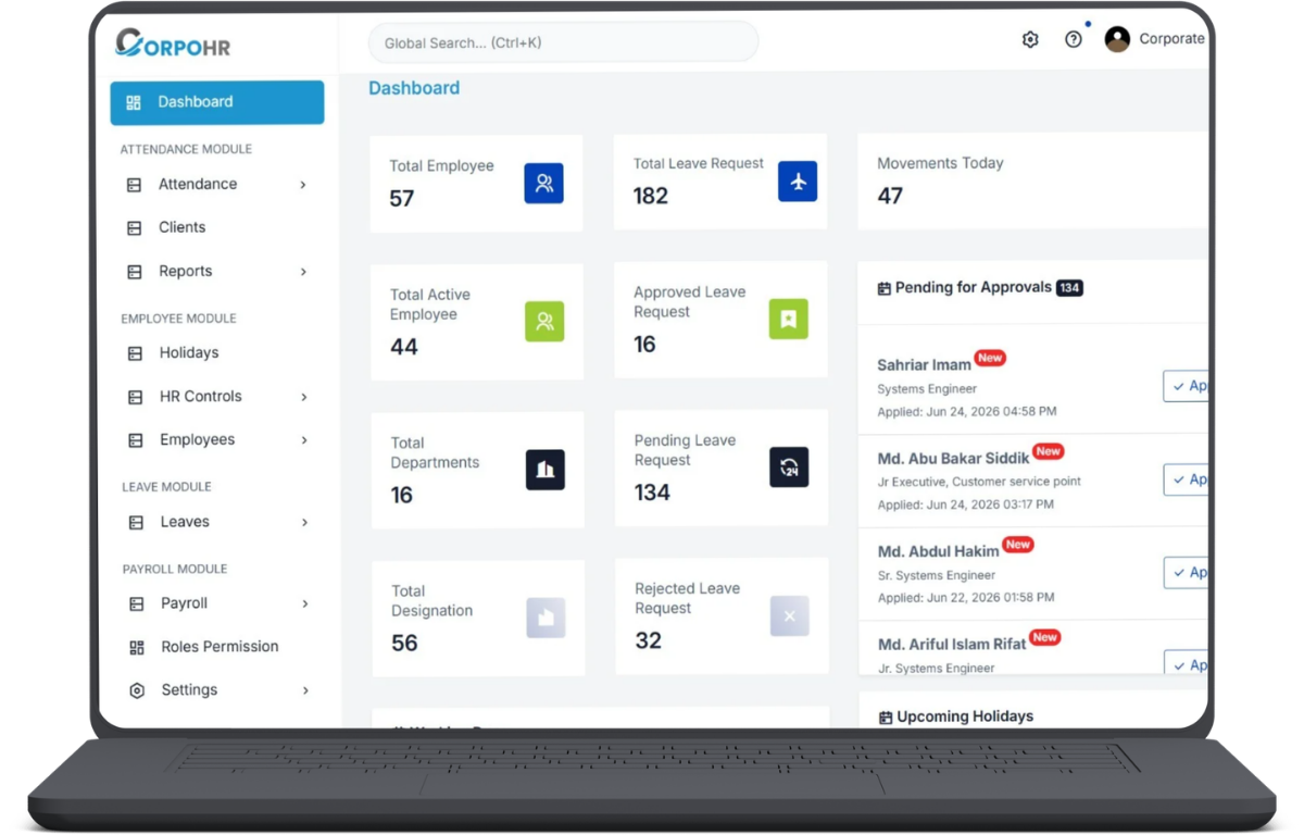 CorpoHR Dashboard